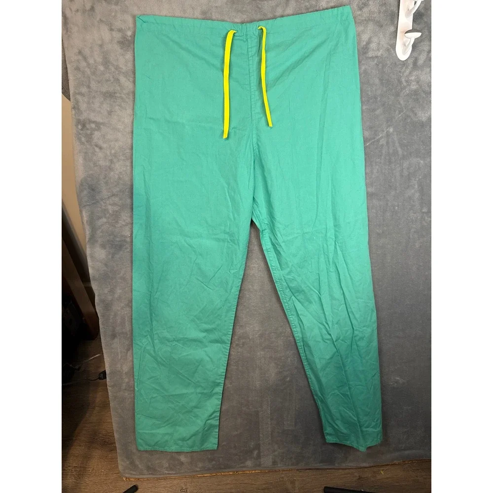 Standard Textile Scrub Set Small Teal Green V-Neck Top Drawstring Pants Medical